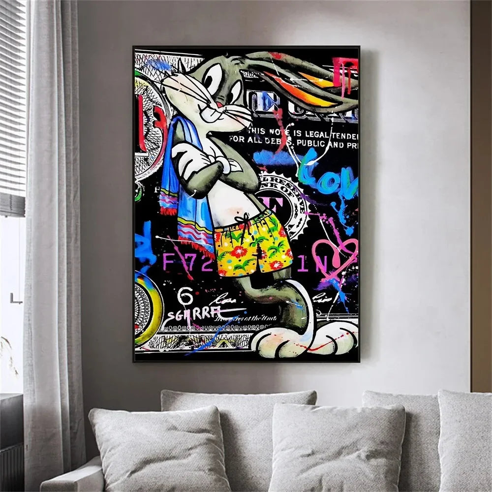 MINISO Bugs Bunny Banksy Pop Art Canvas
