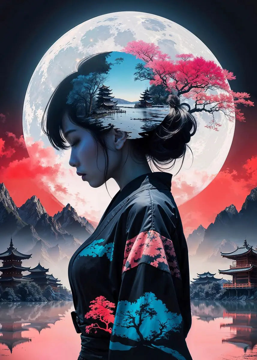 Sexy Cyberpunk City Girl Poster Abstract Beautiful