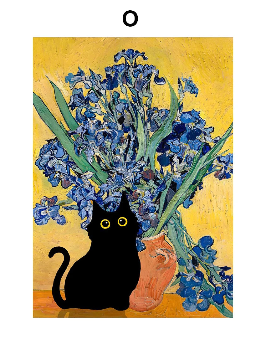 Funny Art Matisse Monet Black Cat Van Gogh