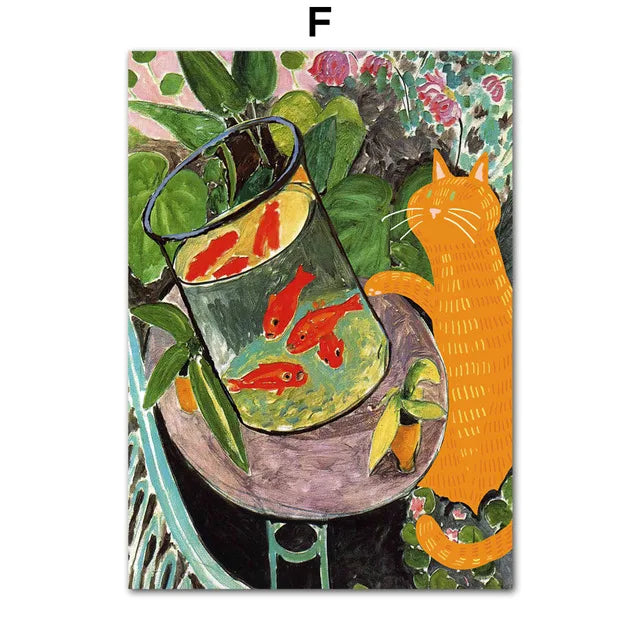 Funny Art Matisse Monet Black Cat Van Gogh