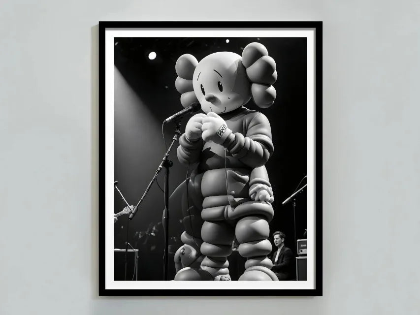 Kaws Cute Teddy Bear Black White