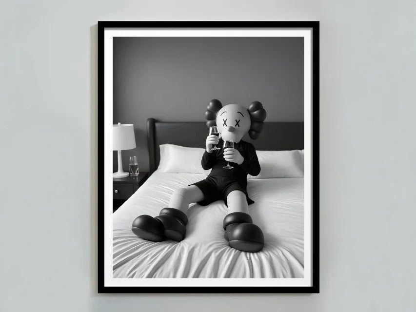 Kaws Cute Teddy Bear Black White