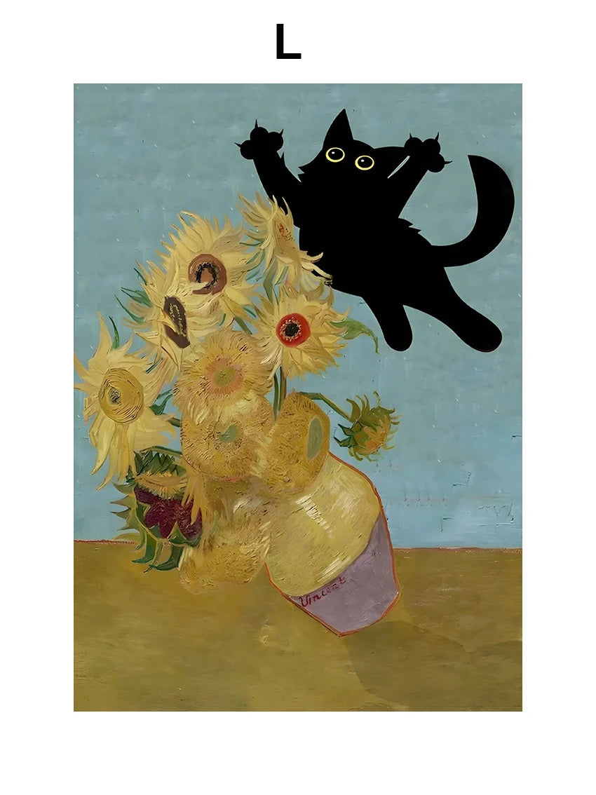 Funny Art Matisse Monet Black Cat Van Gogh