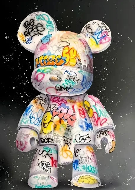 Teddy Beer Cartoon Graffiti Bear Canvas Painting