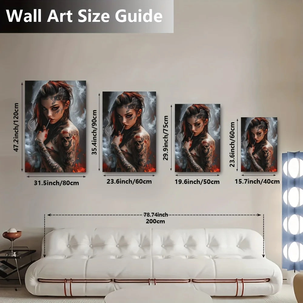 Tattooed Woman Canvas Painting Wall