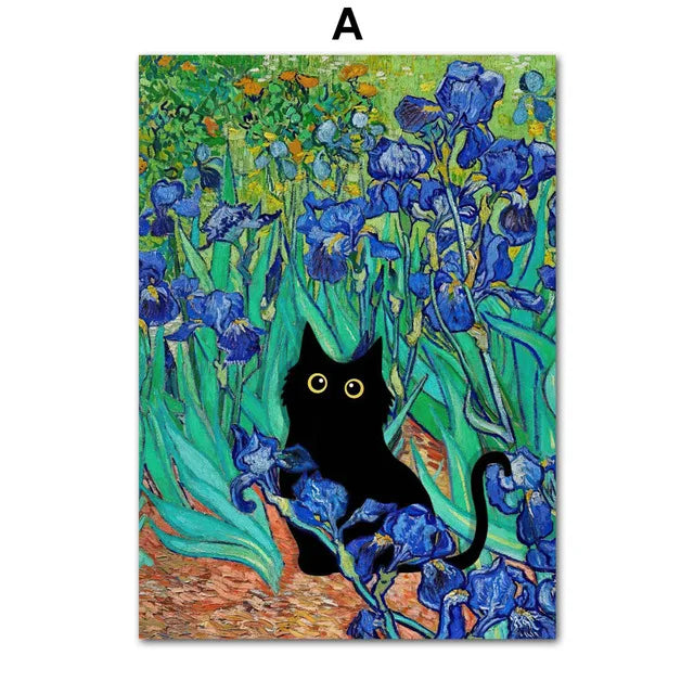 Funny Art Matisse Monet Black Cat Van Gogh