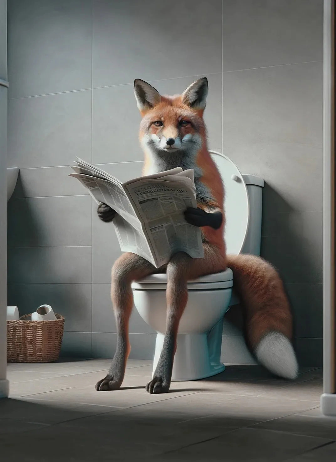 Modern Flamingo Kangaroo Reading Newspapers