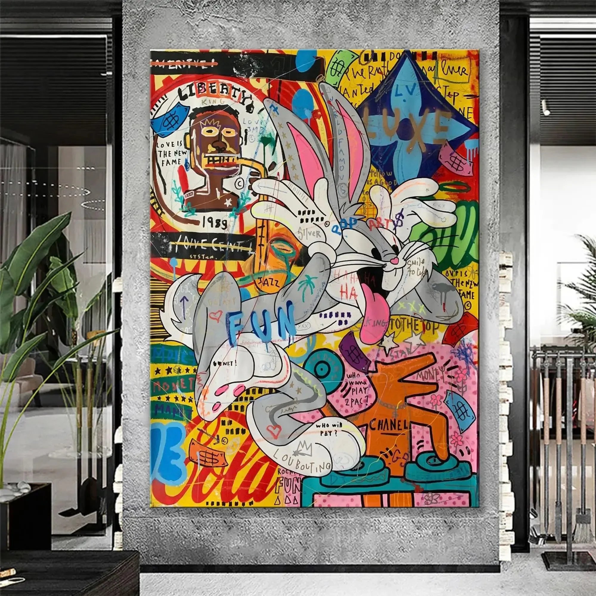 MINISO Bugs Bunny Banksy Pop Art Canvas