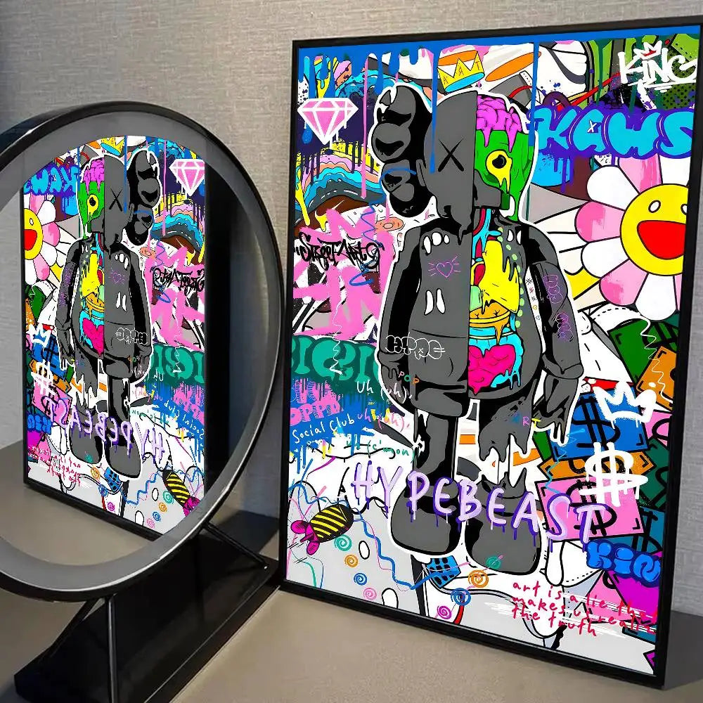 Kaws Graffiti Violent Teddy Bear Poster Print