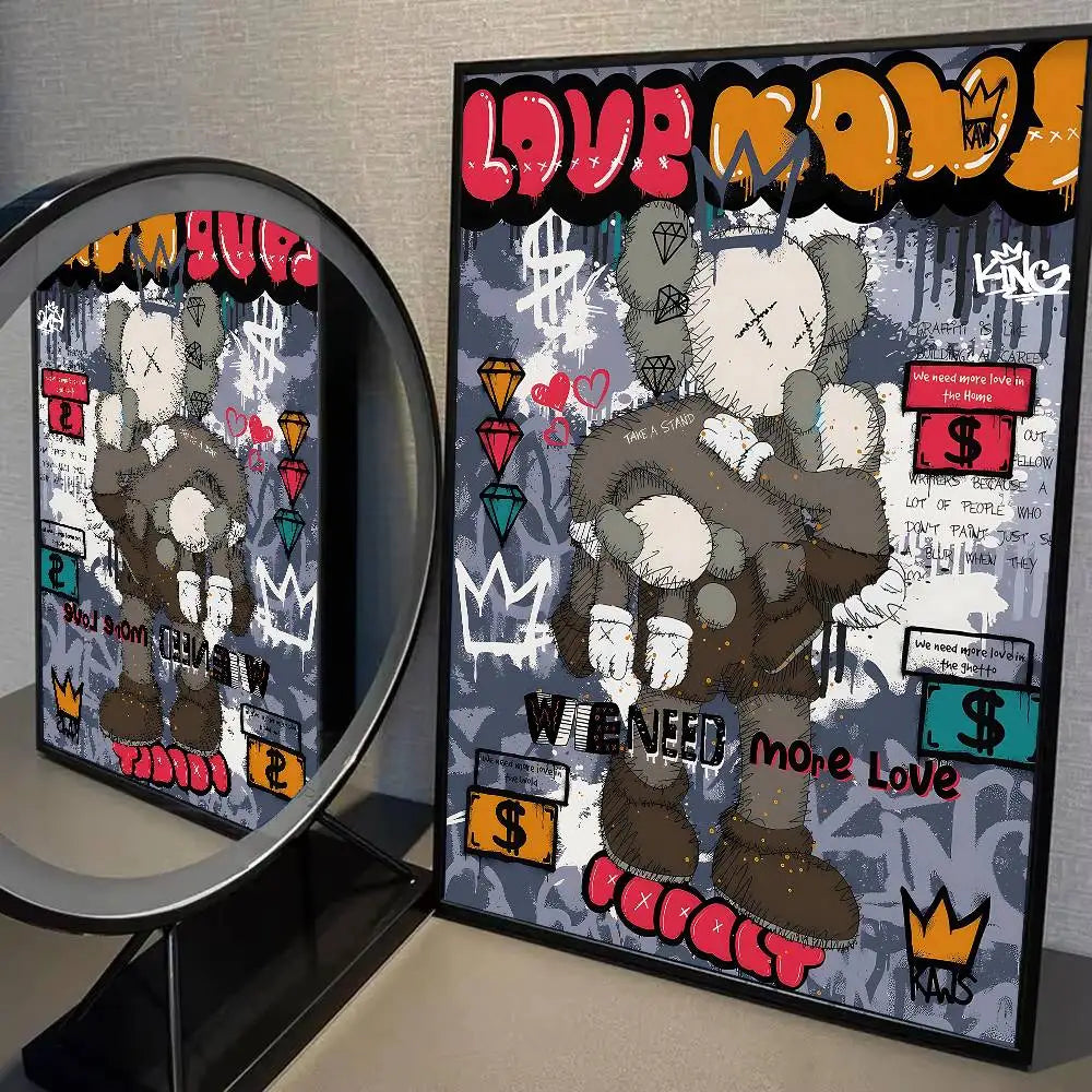 Kaws Graffiti Violent Teddy Bear Poster Print