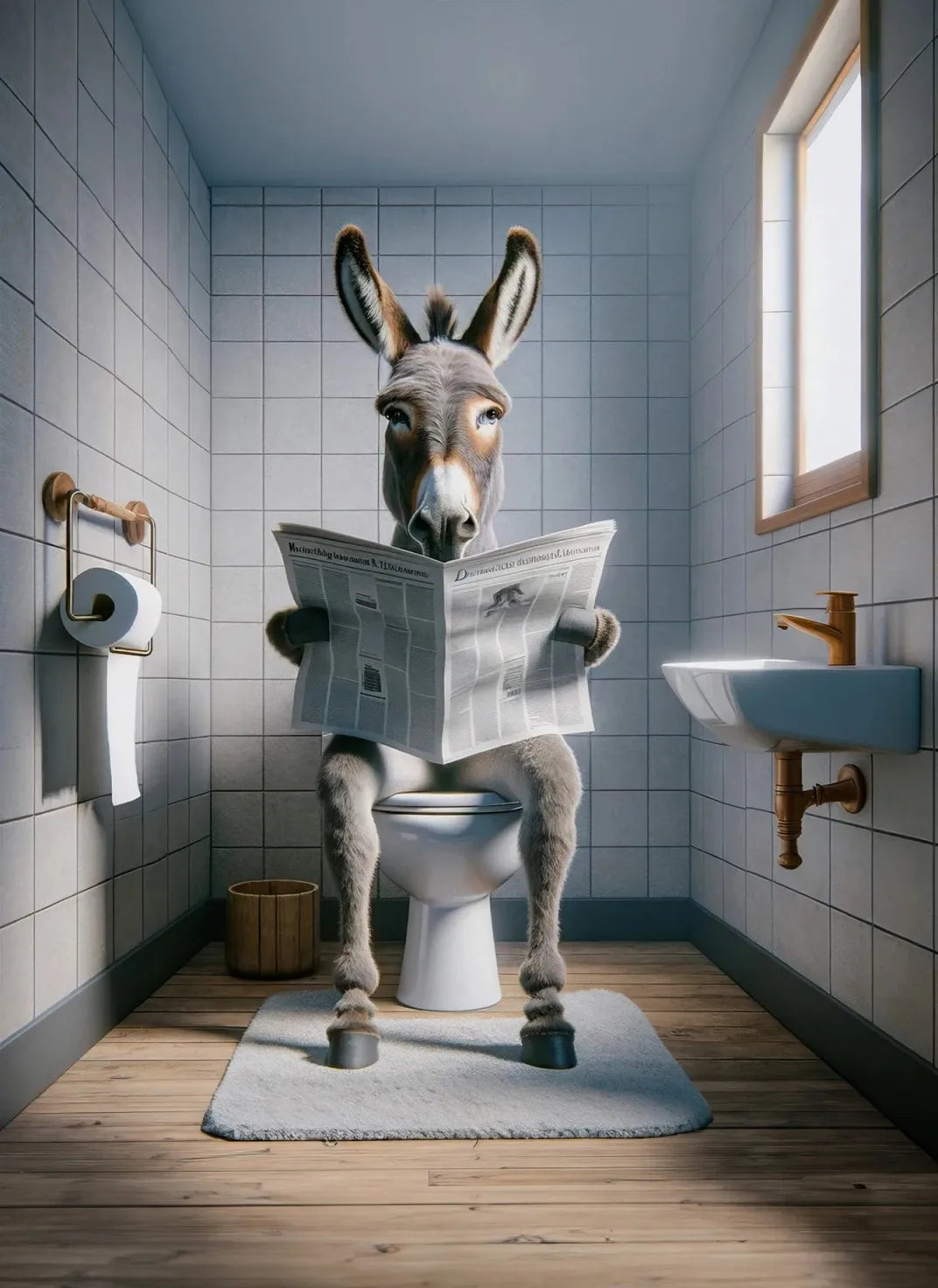 Modern Flamingo Kangaroo Reading Newspapers