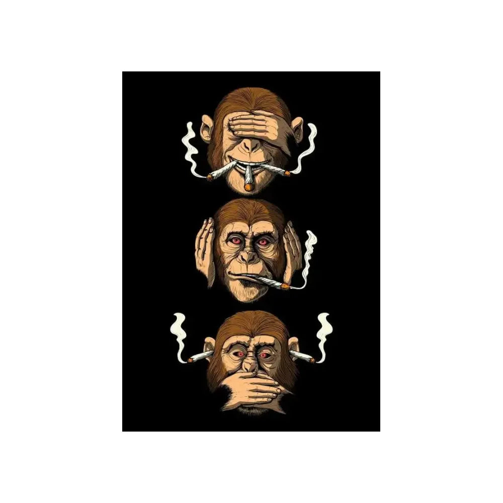 Classic Abstract Wall Art Funny Poster Humour Smoking Monkey
