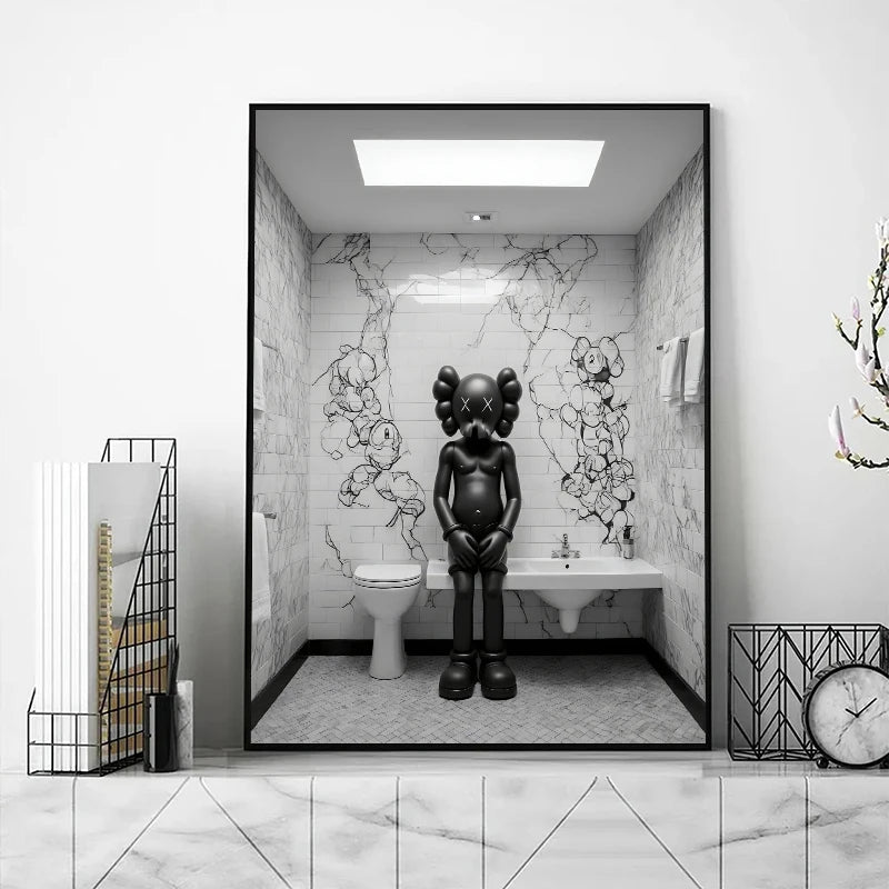 Kaws Cute Teddy Bear Black White