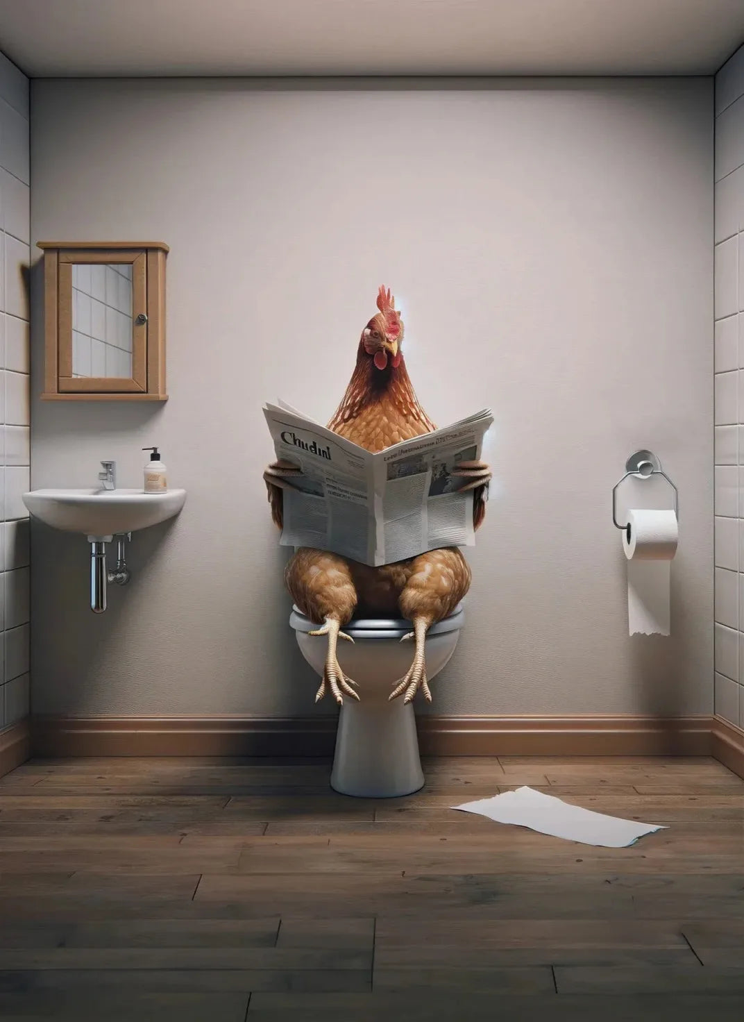 Modern Flamingo Kangaroo Reading Newspapers