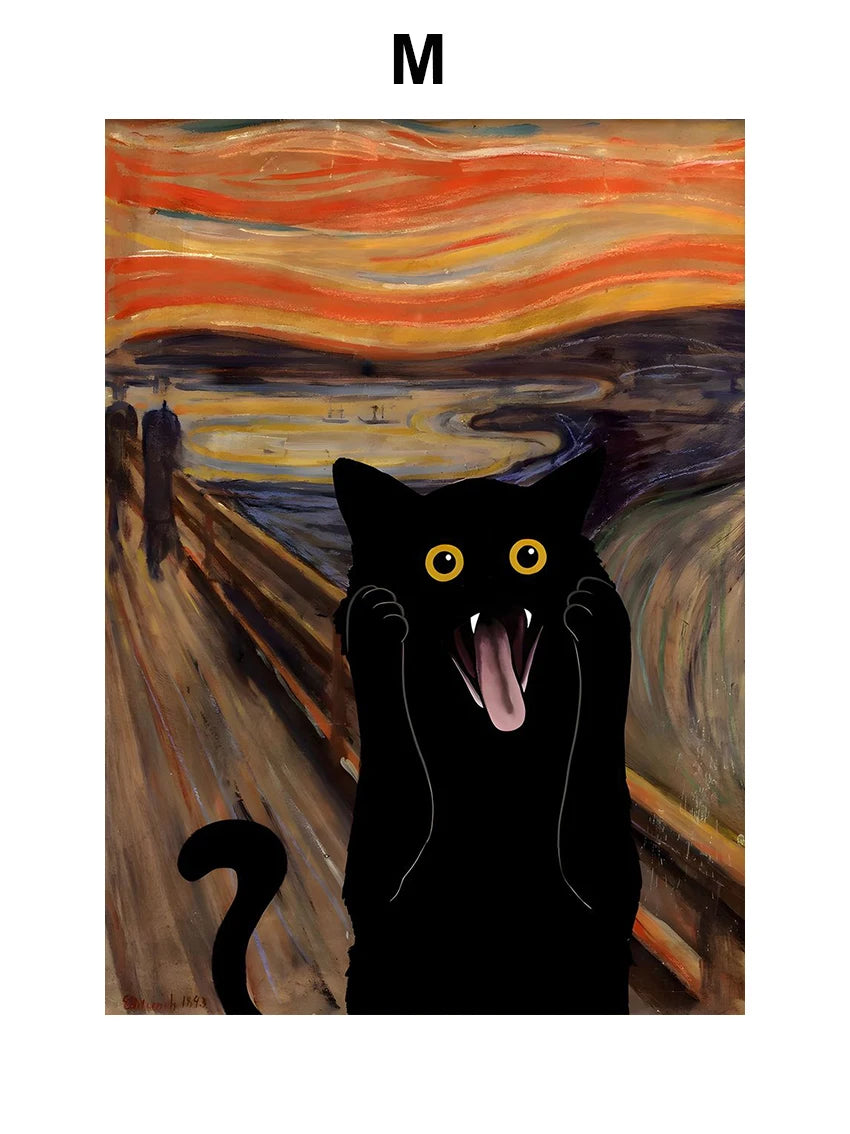 Funny Art Matisse Monet Black Cat Van Gogh
