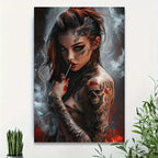 Tattooed Woman Canvas Painting Wall