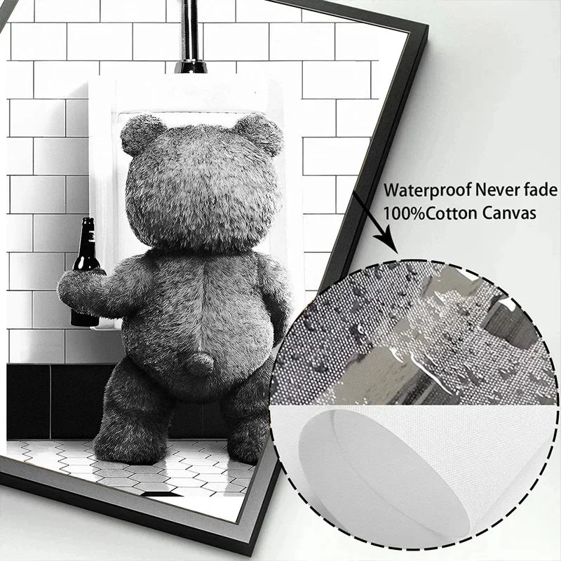 Black White Cute Bear Bathroom Decoration