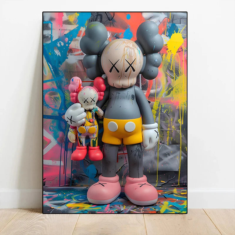 Kaws Graffiti Abstract Colorful Bear
