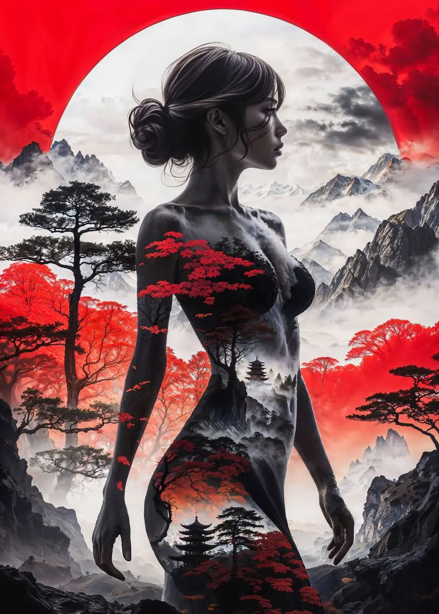 Sexy Cyberpunk City Girl Poster Abstract Beautiful