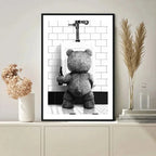 Black White Cute Bear Bathroom Decoration