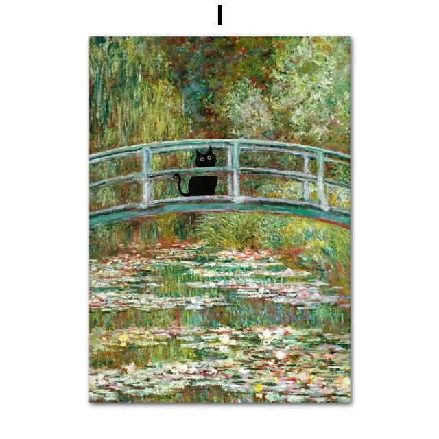 Funny Art Matisse Monet Black Cat Van Gogh