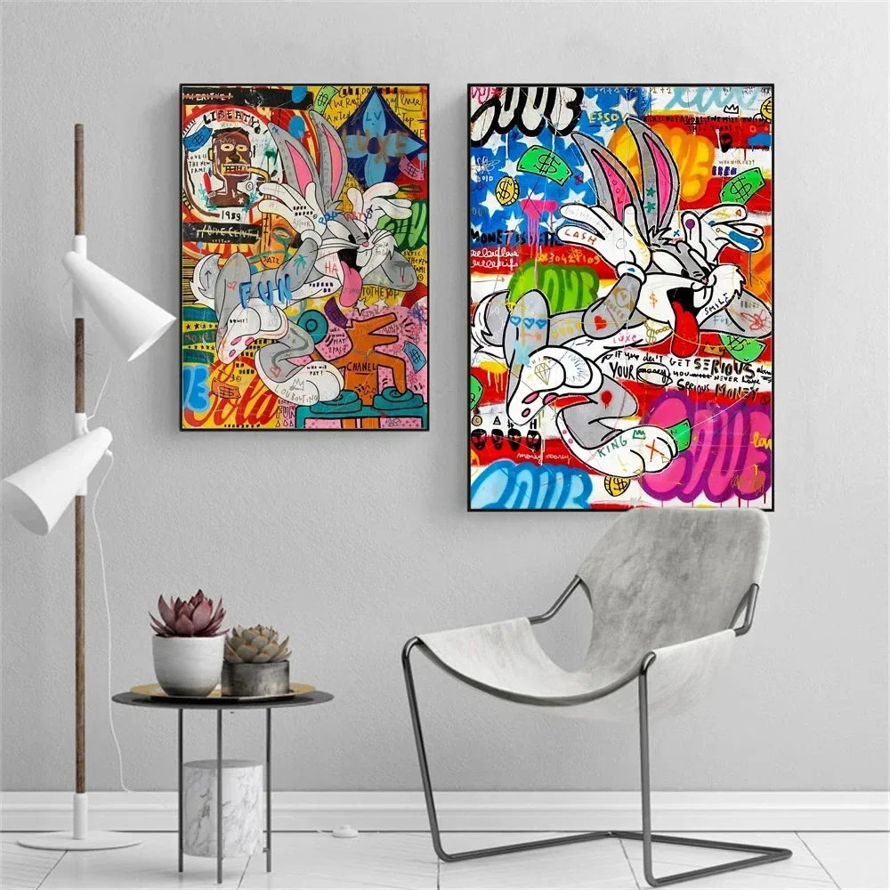 MINISO Bugs Bunny Banksy Pop Art Canvas