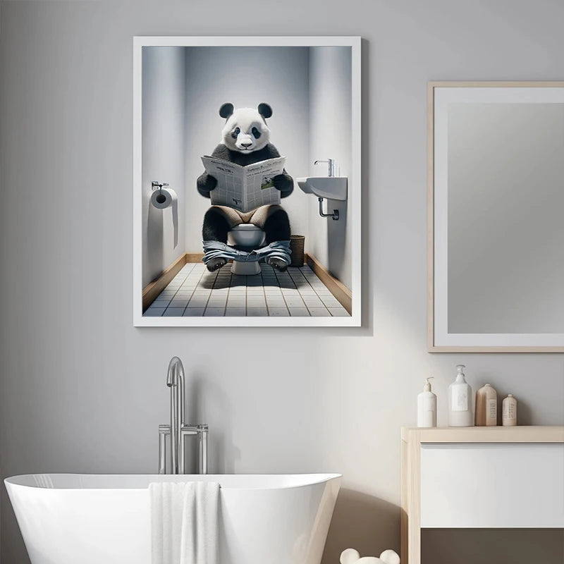 Modern Flamingo Kangaroo Reading Newspapers