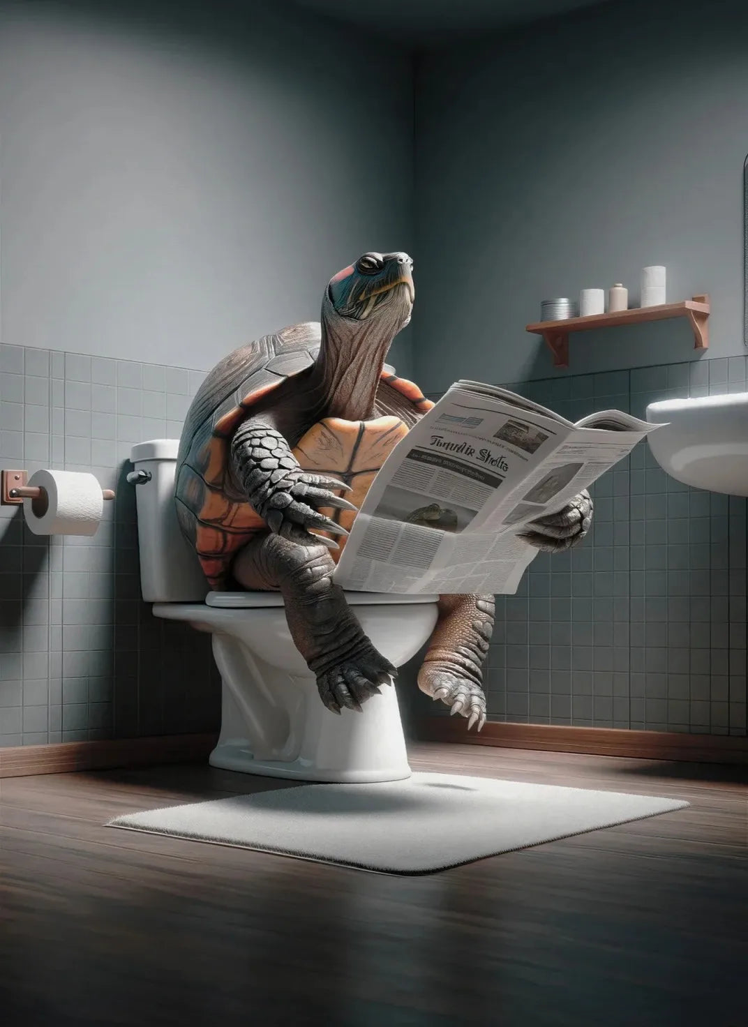 Modern Flamingo Kangaroo Reading Newspapers