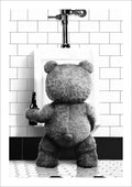 Black White Cute Bear Bathroom Decoration