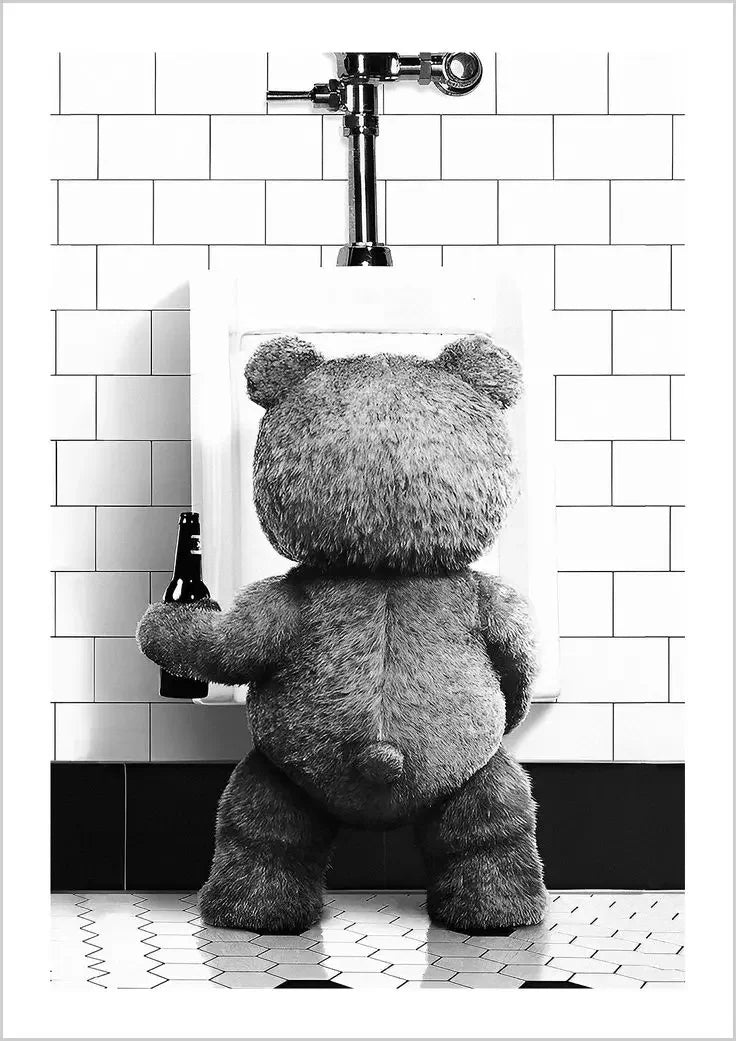 Black White Cute Bear Bathroom Decoration