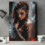 Tattooed Woman Canvas Painting Wall