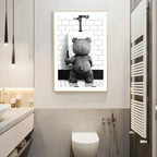 Black White Cute Bear Bathroom Decoration