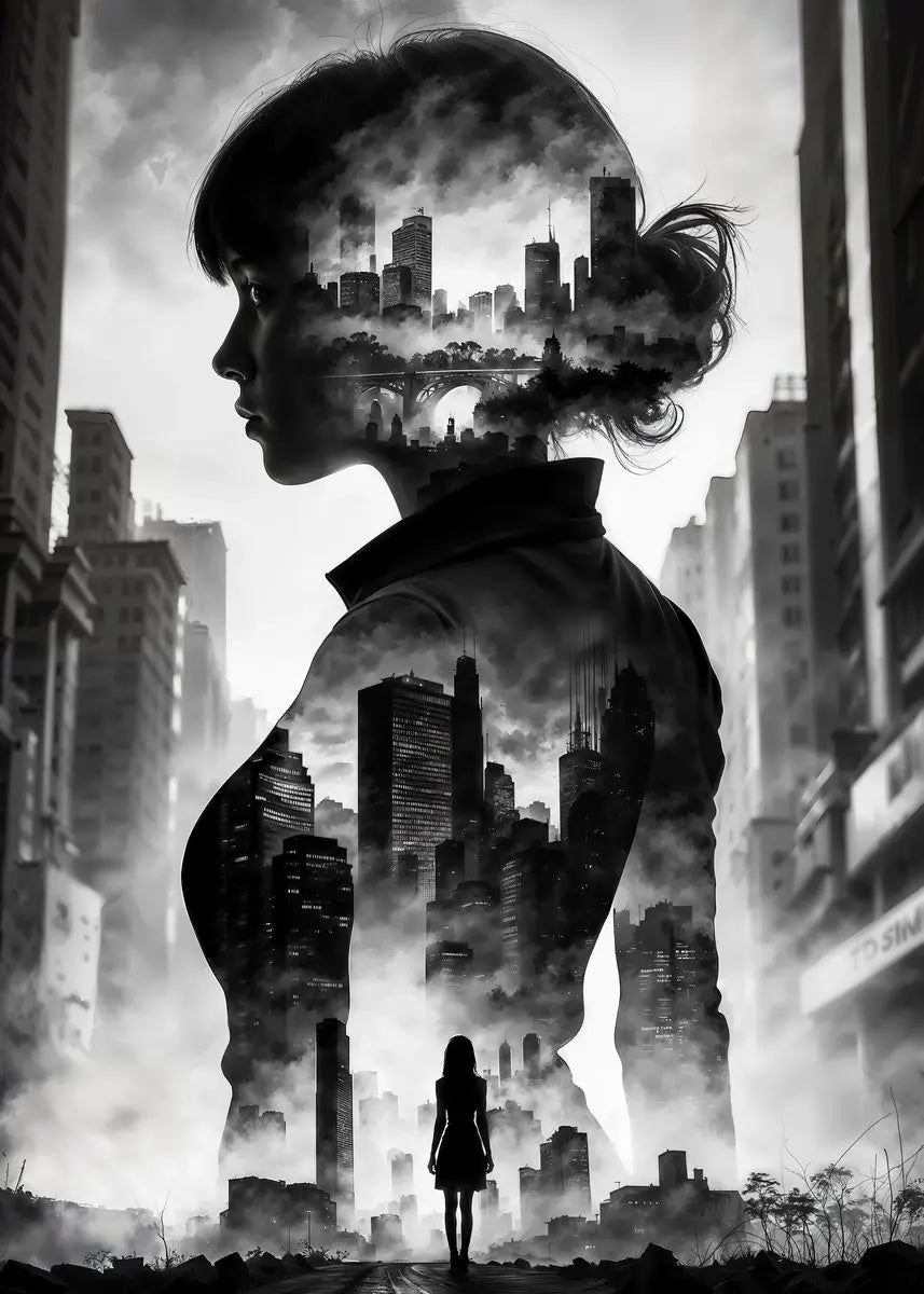 Sexy Cyberpunk City Girl Poster Abstract Beautiful
