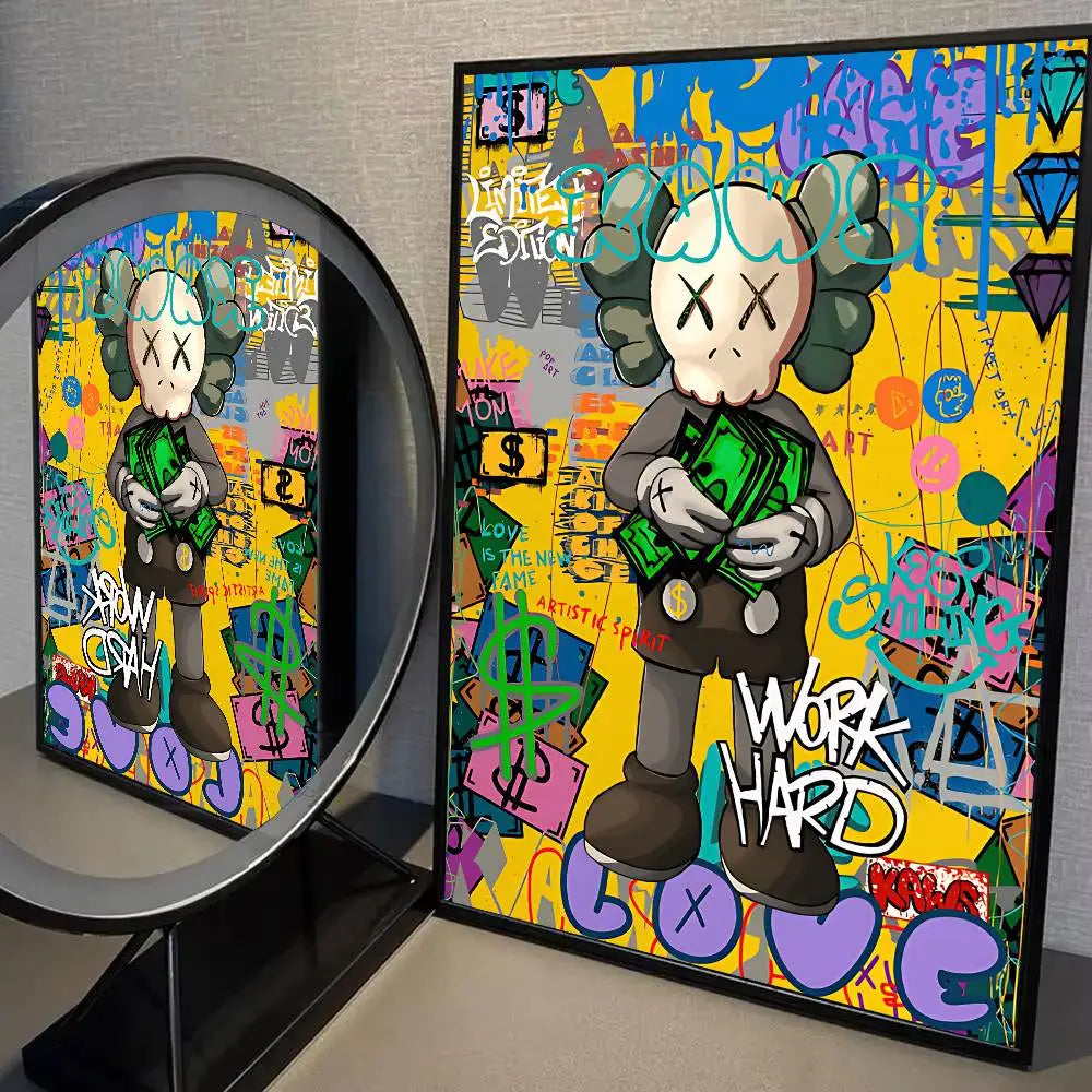 Kaws Graffiti Violent Teddy Bear Poster Print