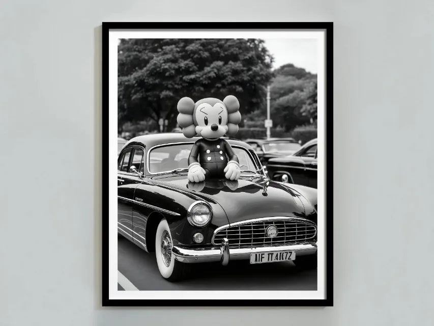 Kaws Cute Teddy Bear Black White