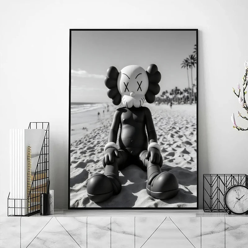 Kaws Cute Teddy Bear Black White