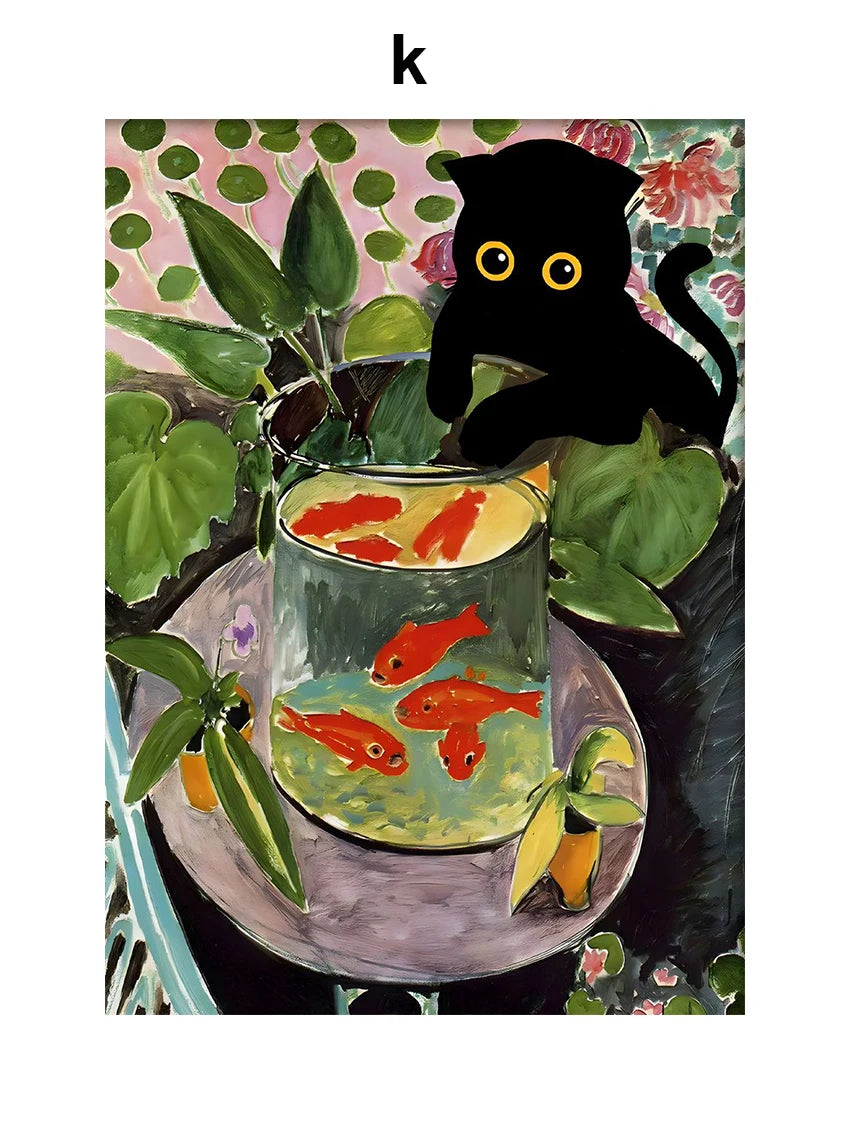 Funny Art Matisse Monet Black Cat Van Gogh